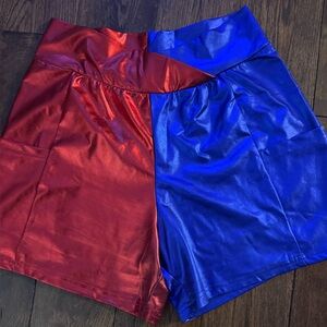 Red and Blue Metallic Shorts
